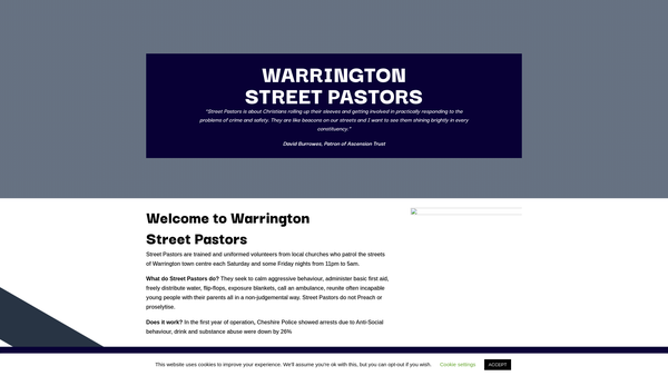 Screenshot of the Warrington Street Pastors website