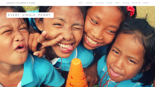 Screenshot of the Indigo Children's Fund website