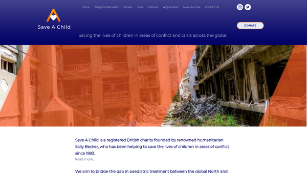Screenshot of the Save a Child website
