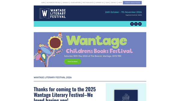Screenshot of the Wantage Literary Festival website