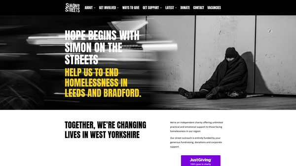 Screenshot of the Simon On The Streets website