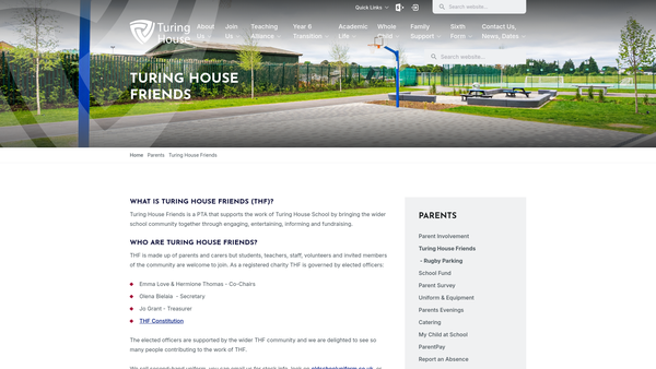 Screenshot of the Turing House Friends website