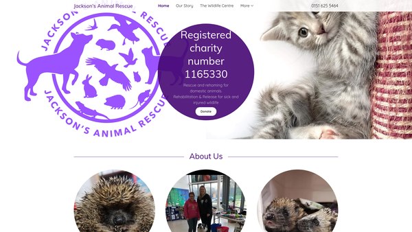 Screenshot of the Jackson's Animal Rescue website