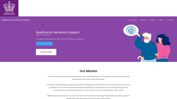 Screenshot of the Spelthorne Dementia Support website