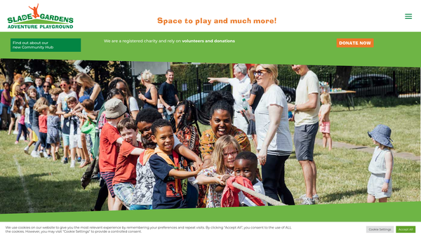 Screenshot of the Slade Gardens Community Play Association CIO website