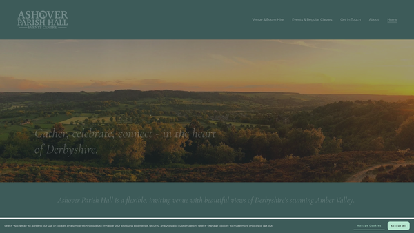 Screenshot of the Ashover Parish Hall website