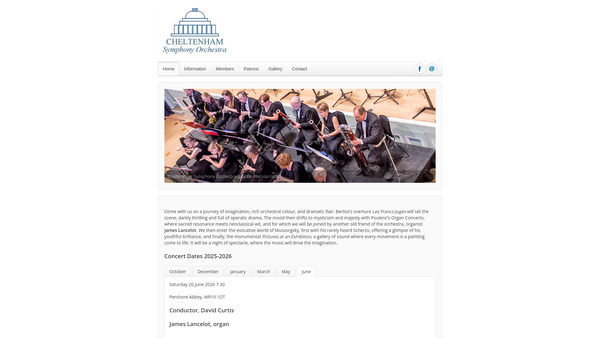 Screenshot of the Cheltenham Symphony Orchestra website