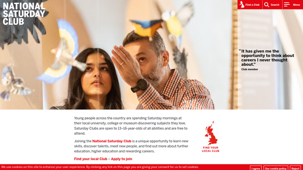 Screenshot of the The Saturday Club Trust website
