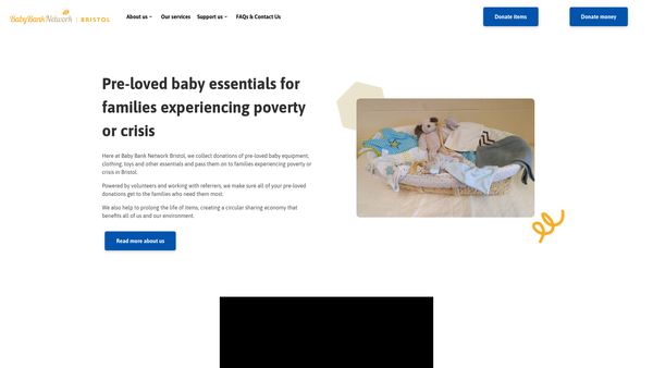 Screenshot of the Baby Bank Network website