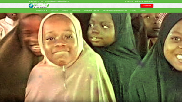 Screenshot of the One Life Global Welfare website