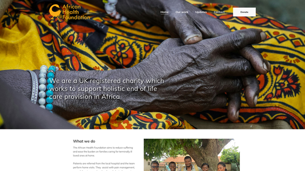 Screenshot of the African Health Foundation website