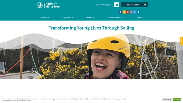 Screenshot of the Children's Sailing Trust website
