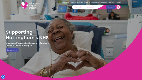 Screenshot of the Nottingham University Hospitals Charity website