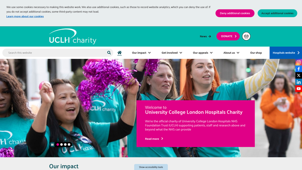 Screenshot of the University College London Hospitals Charity website