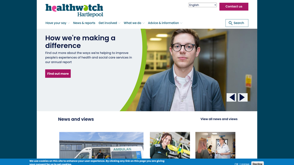 Screenshot of the Healthwatch Hartlepool website