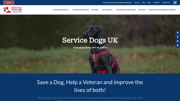 Screenshot of the Service Dogs UK website