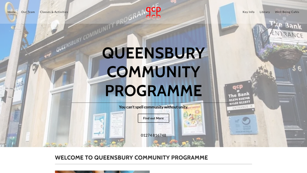 Screenshot of the The Queensbury Community Programme Limited website