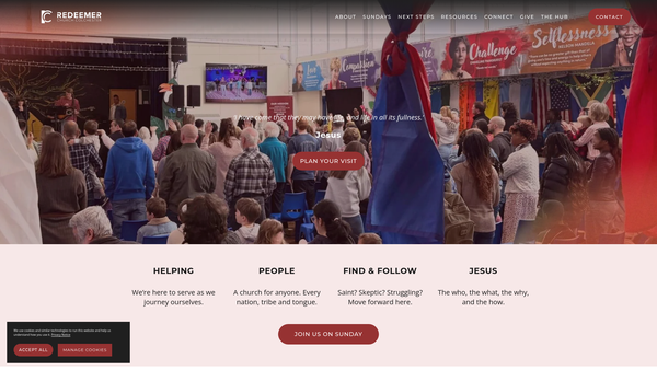 Screenshot of the Redeemer Church Colchester website