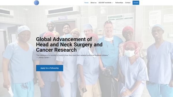 Screenshot of the Association For The Global Advancement Of Ent Surgery And Head And Neck Cancer Research website