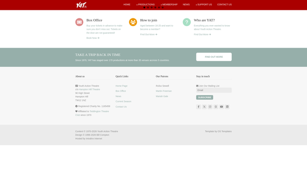 Screenshot of the Youth Action Theatre website