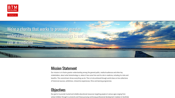 Screenshot of the Biotechnology And Medicine Education Trust (Biotechmet) website
