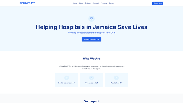 Screenshot of the Rejuvenate website