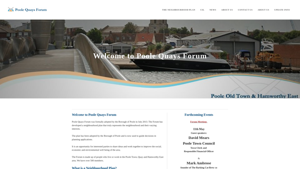 Screenshot of the Poole Quays Forum website