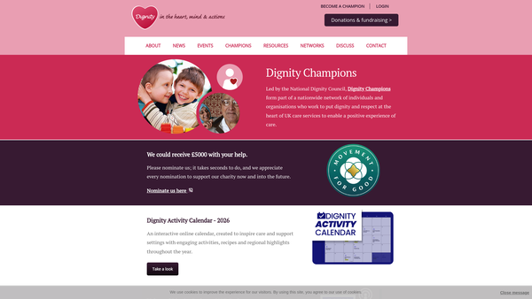 Screenshot of the The National Dignity Council website