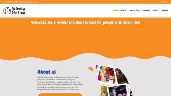 Screenshot of the Activity Station website