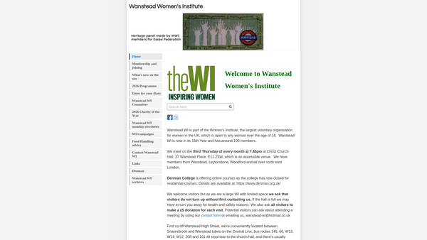 Screenshot of the Wanstead WI website