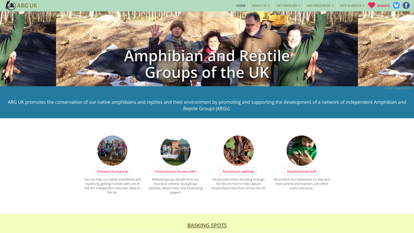 Screenshot of the Amphibian & Reptile Groups Of The UK website