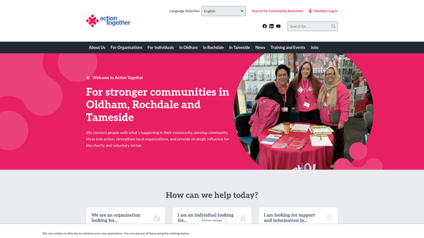 Screenshot of the Action Together CIO website