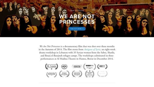 Screenshot of the Open Art Foundation website