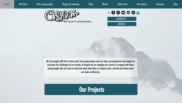 Screenshot of the Oxygen website
