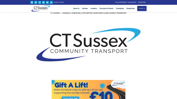 Screenshot of the Community Transport Sussex website