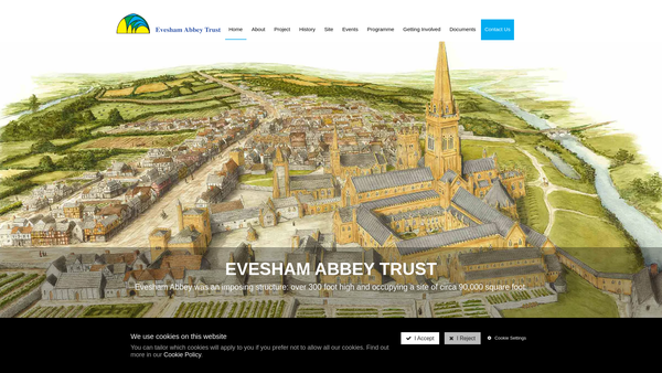 Screenshot of the Evesham Abbey Trust website