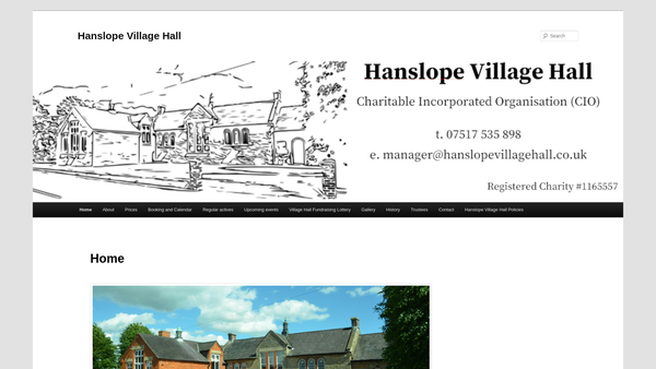 Screenshot of the Hanslope Village Hall website