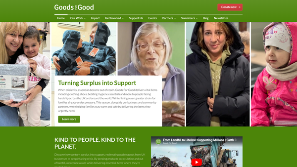 Screenshot of the Goods For Good (Global) website