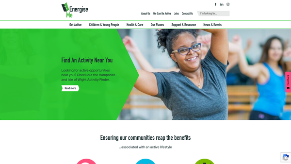Screenshot of the Energise ME website