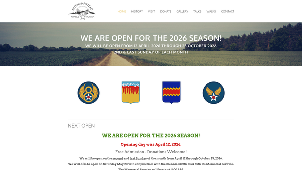 Screenshot of the Nuthampstead Airfield Museum website