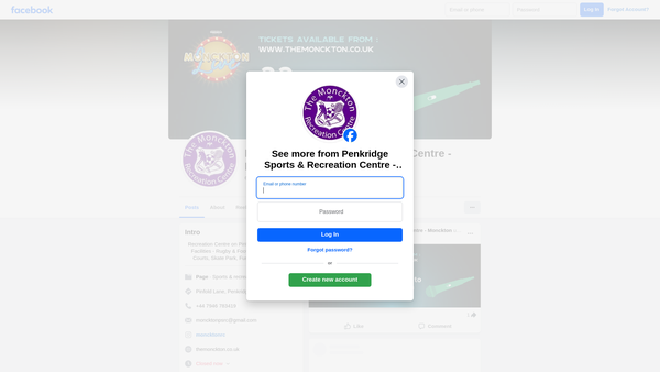 Screenshot of the Penkridge Sports & Recreation Centre(monckton) website