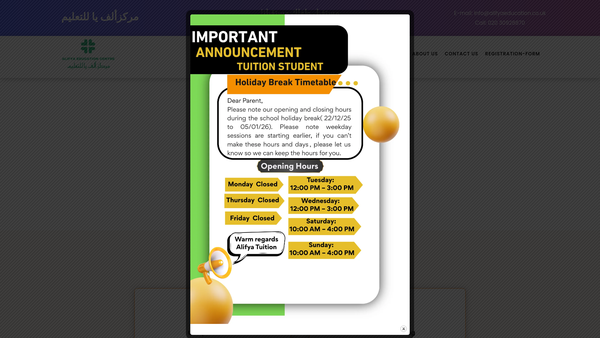Screenshot of the Alifya Education Ltd website