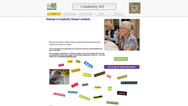 Screenshot of the Camberley WI website