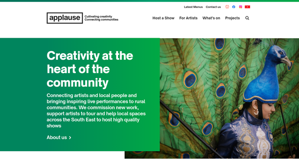 Screenshot of the Applause Rural Touring website