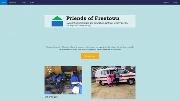 Screenshot of the Friends Of Freetown website