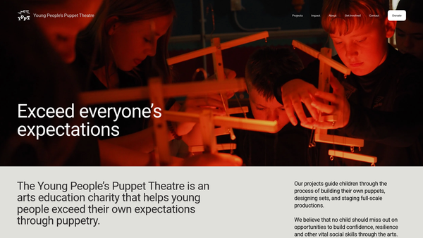 Screenshot of the Young People's Puppet Theatre website