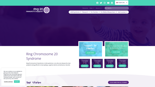 Screenshot of the Ring20 Research And Support UK CIO website