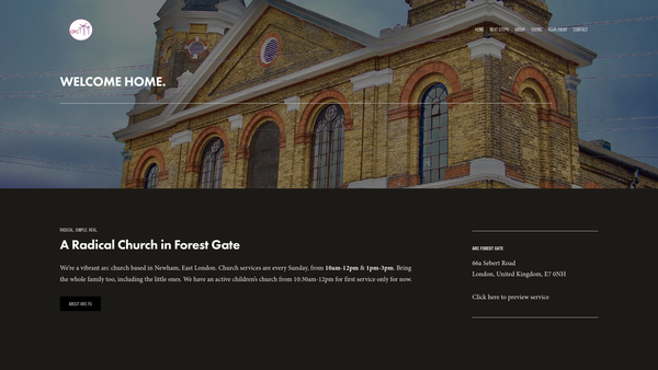 Screenshot of the The Arc website