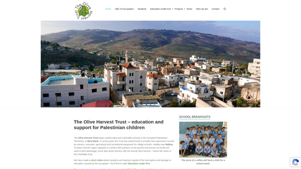 Screenshot of the The Olive Harvest Trust website