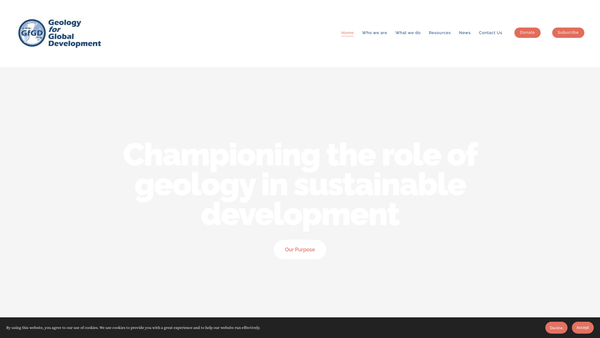 Screenshot of the Geoscience for Global Development website